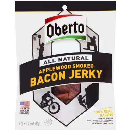 OBERTO Oberto All Natural Applewood Smoked Bacon Jerky 2.5 oz., PK8 1760